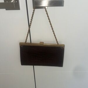 Vintage Ralph Lauren chocolate Brown Chain Clutch